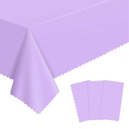 NatNarr 3 Pack Light Purple Tablecloths, Plastic Lavender Table Cloths - color: Light Purple, size: 3 Pack