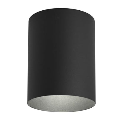 Progress Lighting 5-Inch Cylinder Outdoor Flush Mount Ceiling Light, Black - color: Black