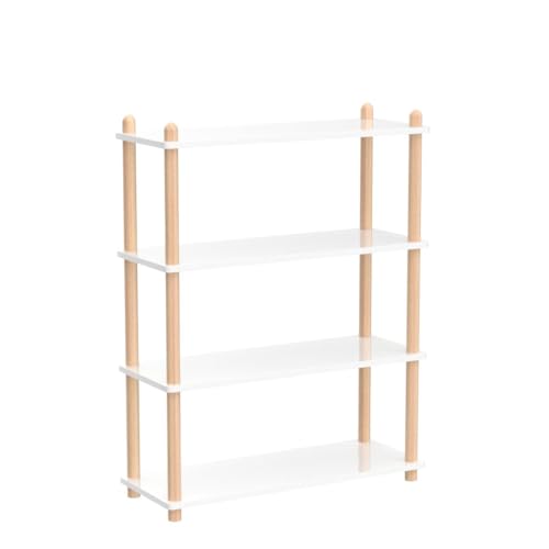 IOTXY 4-Tier Wooden Shelf Bookcase, Freestanding Open Bookshelf, White - color: White, size: 4-Tier