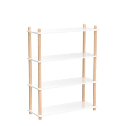 IOTXY 4-Tier Wooden Shelf Bookcase, Freestanding Open Bookshelf, White - color: White, size: 4-Tier