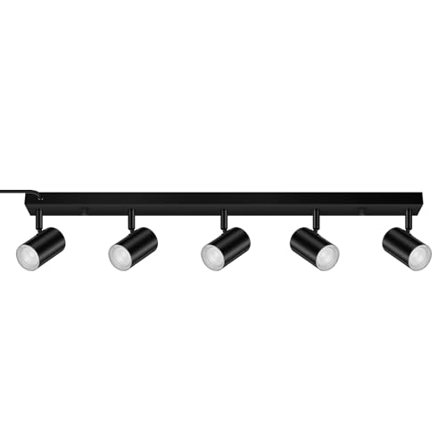BoostArea LED Plug in Track Light Kit, Matte Black 5-Light - color: 5 Light-Black