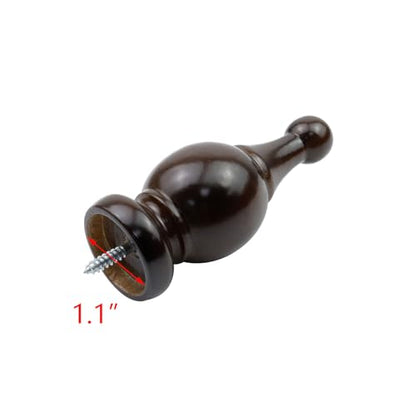 T Tulead Wood Curtain Rod Finials Decorative Drapery Rod Finials 2PCS - style: Brown,1.1", 2PCS