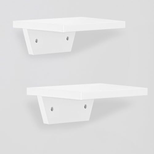 Small Wall Shelves,Speaker Shelf,Floating Shelf Trapezoid for Wifi Router - color: White, size: Set of 2