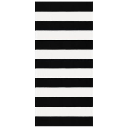 KOZYFLY Black and White Striped Runner Rug 2x4.3 ft Mat Woven Cotton Rug - color: Black and White, size: 2' x 4'3" (Runner)