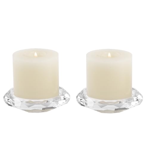 Crystal Taper Candle Holders, Set of 2 Crystal Decorative Candle Stand Centerpiece for Table Wedding Dinning Party