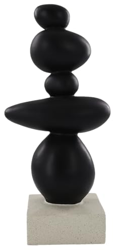 13'' Abstract Rock Decorative Sculpture Ornament, Sandstone Statue Decor for Living Room, Modern Resin Stone Sculpture,Coffee Table Decoration,Gifts for Good Luck, Health, Strength,Black - color: 13" Black