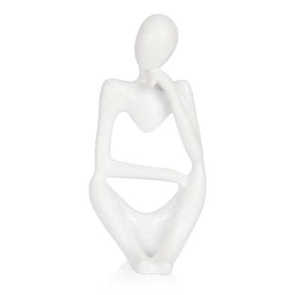 Sandstone Resin Thinker Statue Style Abstract Sculpture, White, Right - color: Small White, size: Right 1pc