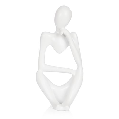 Sandstone Resin Thinker Statue Style Abstract Sculpture, White, Right - color: Small White, size: Right 1pc