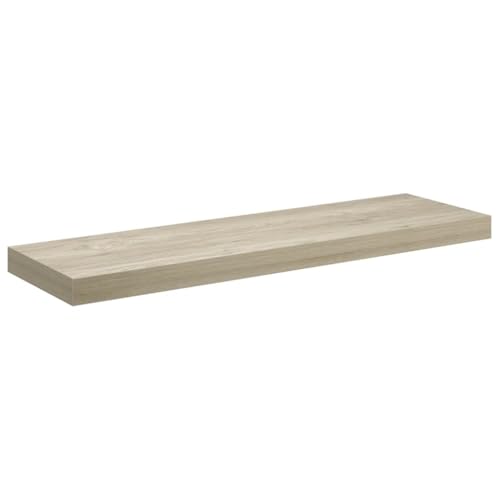 Large Floating Wall Shelf 31.5 x 9.3 in Brown Honeycomb Oak MDF Matte Finish Easy Install 22 lbs Capacity for Living Room Bedroom Office Decor - color: Brown, size: Large