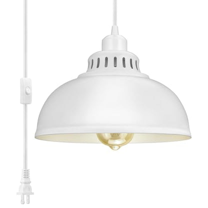 Plug in Pendant Light, 15FT Hanging Lights with Plug in Cord, On/Off Switch - color: Big White