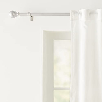 Amazon Basics Adjustable Heavy Duty Curtain Rod for Windows, Round Finials, 1-Inch Rod, 72" to 144", Nickel, 1-Pack - color: Nickel, size: 72" to 144"