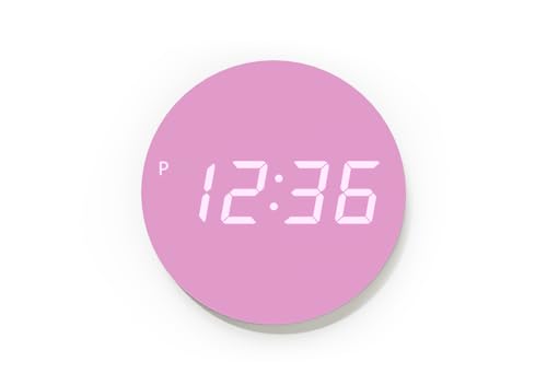 mooas Crayon Mini Digital LED Wall Clock, Nightlight (Lovely Pink) | 8" Desk/Wall Clock, 12/24H Silent Modern Nightlight Clock for Home Decor Livingroom Bedroom Kitchen - color: Lovely Pink