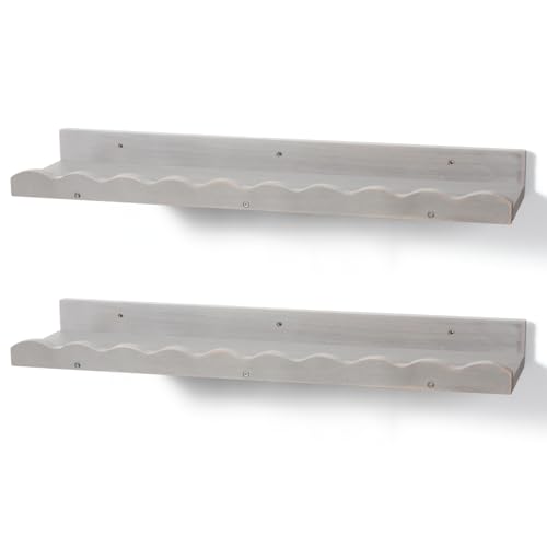 Suzile 2 Pcs Scalloped Floating Wall Shelves,12",Gray - color: Grey, size: 12"