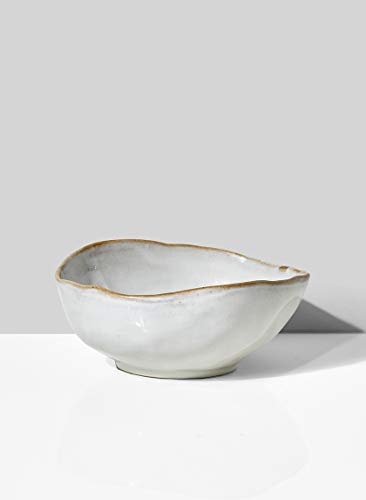 Serene Spaces Living Large Free-Form Edge Glazed Ceramic Bowl, Centerpiece for Vintage Weddings, Events, Measures 6" Long, 5.5" Wide, 2.75" Tall, Pack of 4 - color: 6" Bowl, 4 Pcs