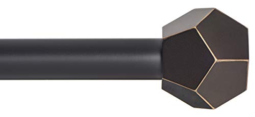 Ivilon Drapery Treatment Window Curtain Rod - Faceted Hexagonal 1 inch Pole. 48 to 86 Inch. Antique Black - color: Antique Black, size: 48" to 86"