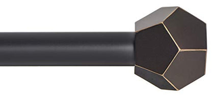 Ivilon Drapery Treatment Window Curtain Rod - Faceted Hexagonal 1 inch Pole. 48 to 86 Inch. Antique Black - color: Antique Black, size: 48" to 86"