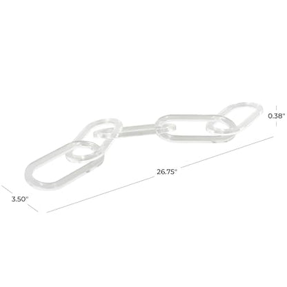 Deco 79 Acrylic Plastic Chain Decorative Sculpture Oval 5 Link Home Decor Statue, Accent Figurine 27" x 0" x 4", Clear - size: 27" x 0" x 4"