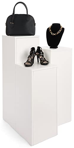 Displays2go White Display Pedestals, Set of 3 - color: White