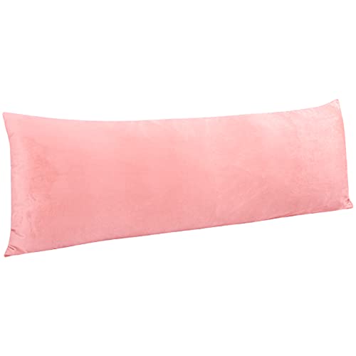 NTBAY Velvet Body Pillow Cover, 20 x 54, Zipper, Pink - color: Light Pink, size: 54" x 20" (Pack of 1)