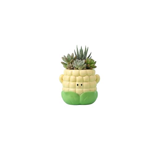 Cloud-Shaped Small Succulent Planters, 3.4''Dog Cute Plant Pots with Drainage Holes Funny Mini Resin Flower Pots for Indoor Outdoor Home Office Gifts (Corn) - style: Corn