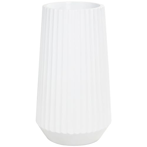 Deco 79 Resin Decorative Vase Large Ribbed Floor Centerpiece Vase, Flower Vase for Home Decoration 18" x 18" x 30", White