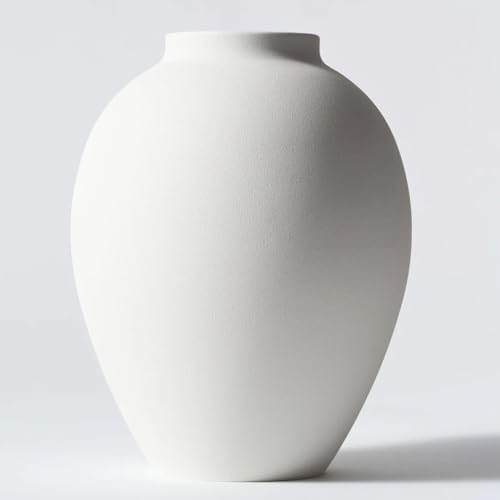 White Vase for Home Decor - Modern Farmhouse Ella Flower Vase for Table - color: White Ovoid