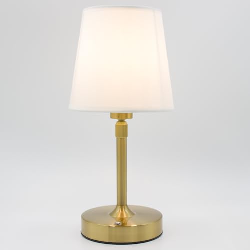 Cordless Table Lamp Rechargeable Touch Gold Mini Small Lamp Adjustable Height 5200mAh Battery Operated with Stepless Dimming Function for Bedroom Nightstand Bathroom Kitchen Counter Home Decoration - color: White - Gold
