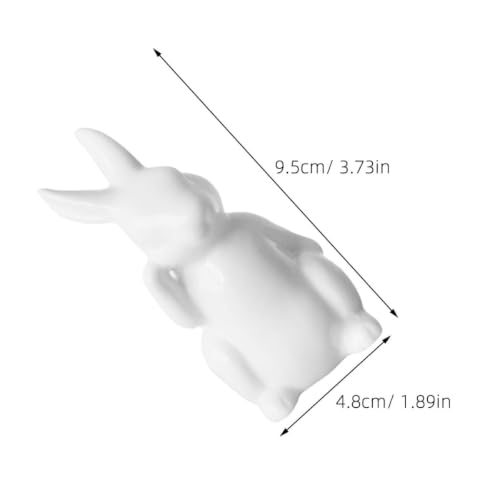 2Pcs Easter Bunny Figurines White Ceramic Rabbit Statues for Spring Home Decoration, Small Animal Sculpture for Tabletop Centerpiece, Cute Mini Holiday Party Shelf Ornaments