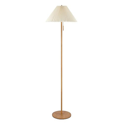 Globe Electric 61000053 62" Floor Lamp, Wood-Toned Finish, Pleated Fabric Shade, Pull Chain Switch, Reading Light, E26 Base, Modern Classic Lighting for Living Rooms and Bedrooms - color: Wood Toned, Oren