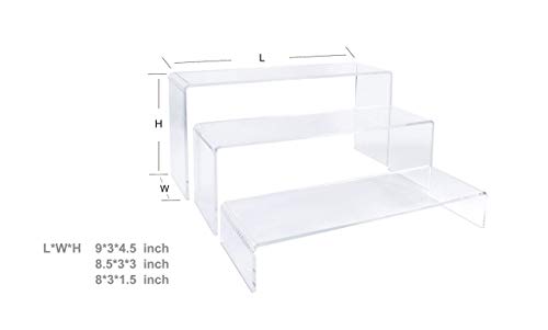 2 Sets Clear Acrylic Display Risers-Cupcake Stand for Dessert Buffet Cake Table Decorations–Showcase Shelf for Figures , Jewelry Display Riser Stands shelves Fixtures Case(Rectangle Shape)
