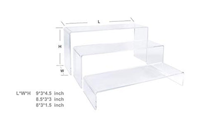 2 Sets Clear Acrylic Display Risers-Cupcake Stand for Dessert Buffet Cake Table Decorations–Showcase Shelf for Figures , Jewelry Display Riser Stands shelves Fixtures Case(Rectangle Shape)