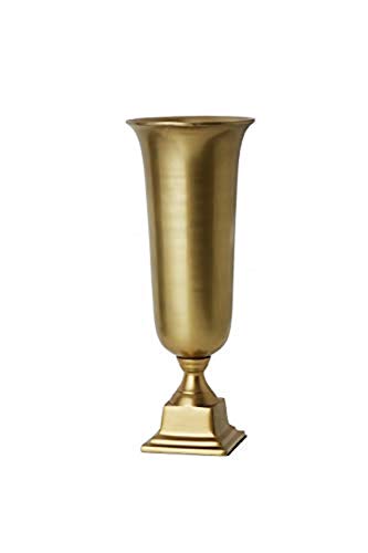 Serene Spaces Living 18-Inch Gold Pedestal Urn - Elegant Tapered Gold Vase for Flowers - Perfect as a Centerpiece for Home Decor, Weddings, Parties, and Events (Large- Pack of 1) - color: Large Gold Urn