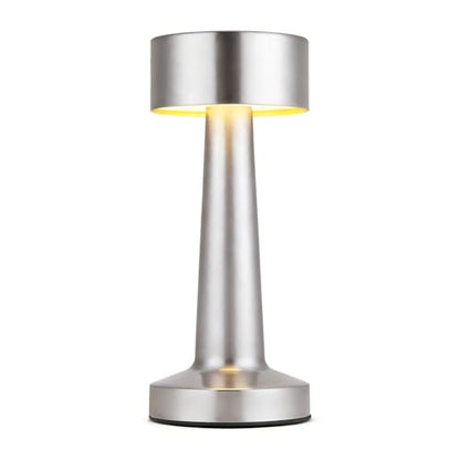 HPUFKOT Portable LED Table Lamp, 3-Levels Brightness Metal Desk Lamp,3 Color Touch Control Rechargeable Lamp, Ideal Bedside Lamp for Nightstand,Bedroom, Living Room (Silver) - color: Silver