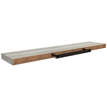 Ballucci Floating Shelf, 36" Wood Wall Shelf with Invisible Brackets for Bathroom, Living Room, Bedroom, Kitchen, Nursery, 8" Deep, Rustic Gray - color: Grey, size: 35.4 inches