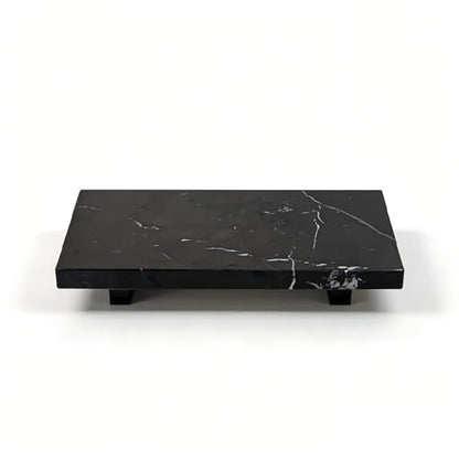 Small Black Marble Soap Dispenser Pedestal Tray 9.84 in - color: Black Marble-9.84 in