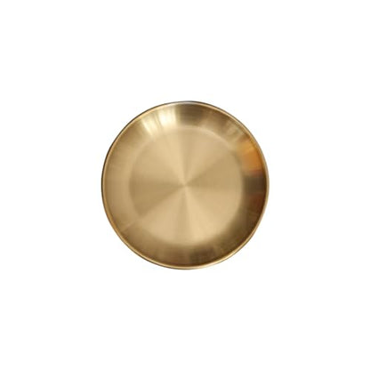 Round Brass Tray,Small Gold Decorative Tray Metal Storage Organizer Tray for Modern Home,Matte Brass Finish (14cm/5.5inch) - size: 5.5"