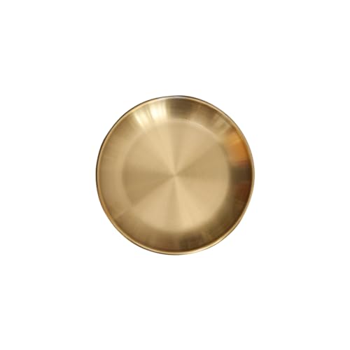 Round Brass Tray,Small Gold Decorative Tray Metal Storage Organizer Tray for Modern Home,Matte Brass Finish (14cm/5.5inch) - size: 5.5"