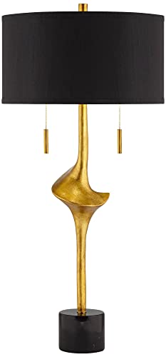 Athena 35 1/2" Large Table Lamp Gold Leaf Skinny Sculptural Mid Modern