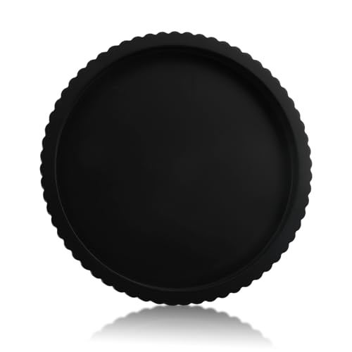 Black Round Wood Tray, 11 in Fluted Vanity Tray - color: Black