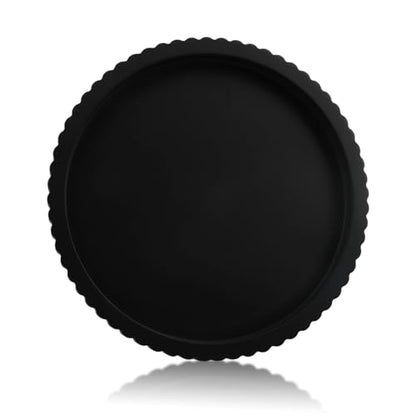 Black Round Wood Tray, 11 in Fluted Vanity Tray - color: Black