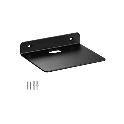 Small Floating Shelf – 6 Inch, Black Metal Wall Mount, Floating Wall Shelves for Router, Camera, Plants, Bathroom, Kitchen, Office Storage - color: Black, size: 6 inch floating shelf