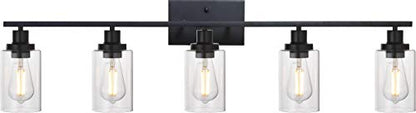 MELUCEE 40 Inches Length 5-Light Bathroom Vanity Light Fixtures Black - color: Black, size: 5-Light