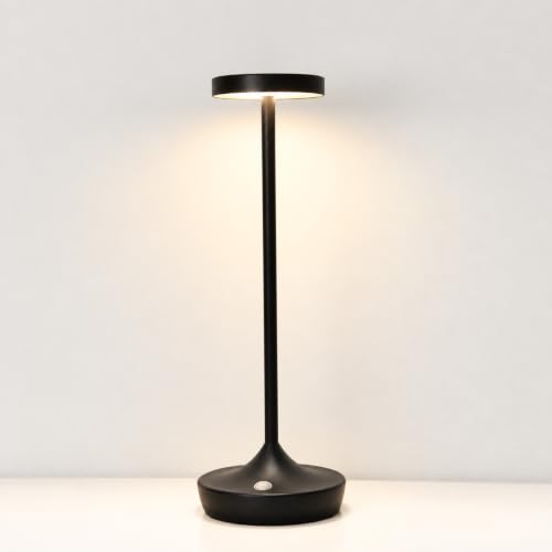 Cordless LED Table Lamps, Rechargeable 6000mAh, 72H Runtime, Waterproof - color: Black