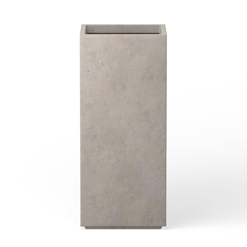 Kante Small Column Square Weathered Concrete Planter 19.9" H, Outdoor - color: Weathered Concrete, size: 19.9" H