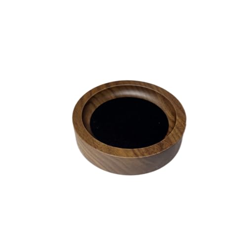 Wooden Jewelry Tray Small Trinket Dish with Velvet Surface Rings Earrings Dish Necklaces Display Tray for Dresser Drawer Tabletop(Round) - size: Round-Black