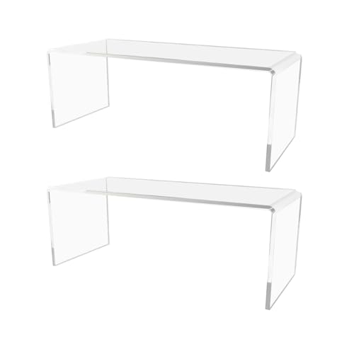 Marketing Holders 2 Pack Clear Acrylic Riser Display Stand 11 Wide x 4.5 Deep Merchandising Showcase Fixture Retail Stores and Boutiques Throne Small Figurines and Products Platform - size: 11"W x 4.5"D x 4"H