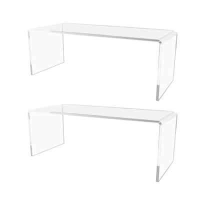 Marketing Holders 2 Pack Clear Acrylic Riser Display Stand 11 Wide x 4.5 Deep Merchandising Showcase Fixture Retail Stores and Boutiques Throne Small Figurines and Products Platform - size: 11"W x 4.5"D x 4"H