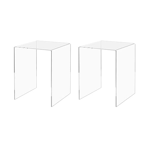 Marketing Holders 2 Pack Acrylic Riser Display Stand Tall Platform Clear 6" x 8" Tabletop Pedestal for Collectible Merchandise Figures and Figurines - size: 6"W x 8"H