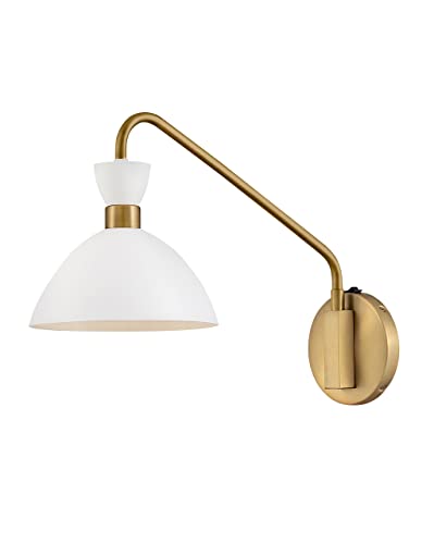 Lark Simon Medium Single Light Wall Sconce, Matte White and Heritage Brass - color: Matte White