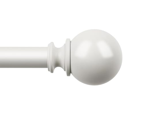 KAMANINA 7/8 Inch White Curtain Rod 72 to 144 Inch with Round Finials - color: Ivory White, size: 72-144"